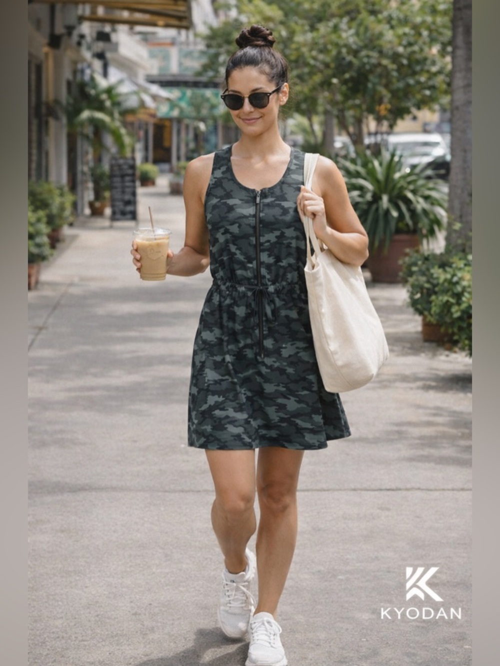 NBW,Kyodan,Sleeveless-Upper, Camouflage Drawstring-Waist Skort Dress,Size Small - Picture 2 of 12